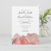 Elegant Coral Pink Rose Floral Wedding Kaart (Staand voorkant)