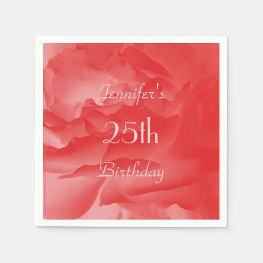 Elegant Coral Pink Rose, naam Birthday Party Servetten (Voorkant)