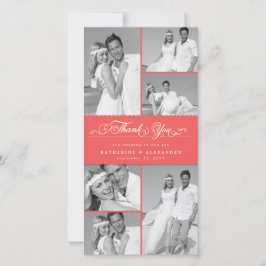 Elegant Coral Red Scalloped Band 6 Foto Weddenscha Bedankkaart