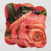 Elegant Coral Roos Wedding Invitation Kaart (Voorkant / Achterkant)