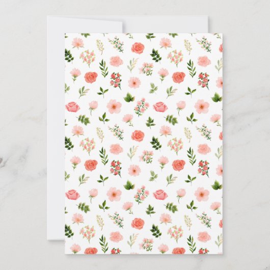 Elegant Coral Roses Floral Wedding Kaart (Achterkant)