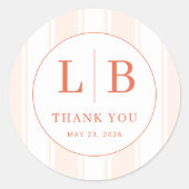 Elegant Coral Thank You Note Ronde Sticker (Voorkant)
