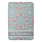 Elegant Coral Turquoise Grey Geometric Pattern  Badmat (Voorkant Verticaal)