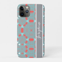 Elegant Coral Turquoise Grey Geometric Pattern Case-Mate iPhone Case