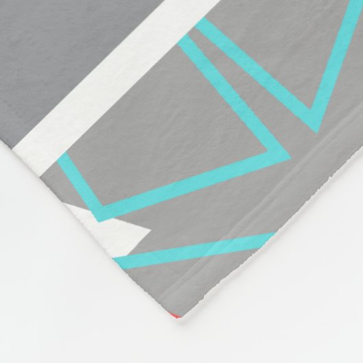 Elegant Coral Turquoise Grey Geometric Pattern  Fleece Deken (Hoek)