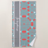 Elegant Coral Turquoise Grey Geometric Pattern  Strandlaken (Voorkant)