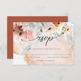 Elegant Coral Waterverf Flowers RSVP-kaart RSVP Kaartje