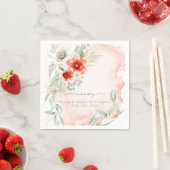 Elegant Coral Waterverf Flowers Servet (Insitu)