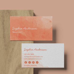Elegant Coral Waterverf Minimalistisch Visitekaart Visitekaartje