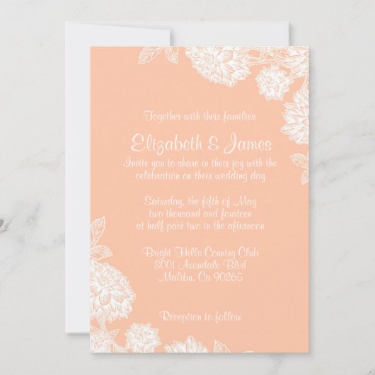 Elegant Coral Wedding Invitations Kaart (Voorkant)