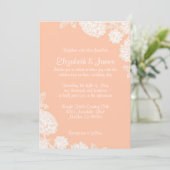 Elegant Coral Wedding Invitations Kaart (Staand voorkant)