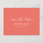 Elegant Coral Wedding Save the Date Aankondigingskaart (Voorkant)