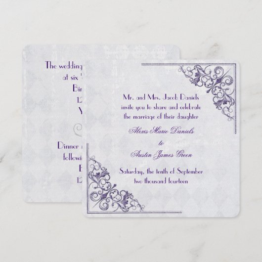 Elegant Corner Wedding Uitnodiging (Voorkant / Achterkant)