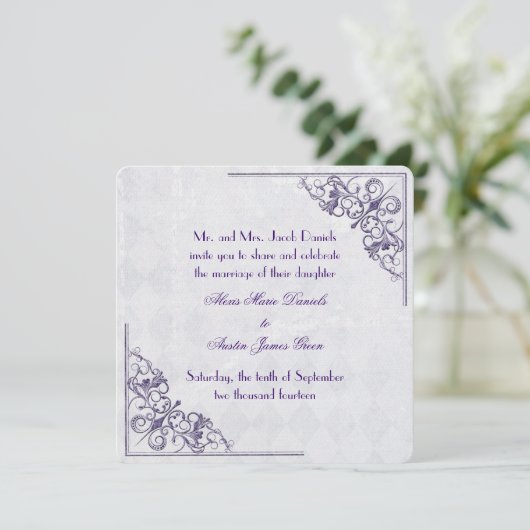 Elegant Corner Wedding Uitnodiging (Staand voorkant)