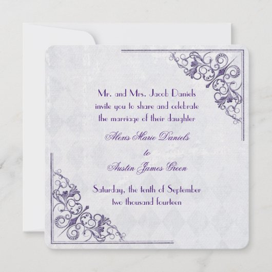 Elegant Corner Wedding Uitnodiging (Voorkant)