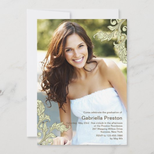 Elegant Corners Photo Invitation Kaart (Voorkant)