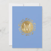 Elegant Cornflower Blue Gold Floral Wedding Kaart (Achterkant)