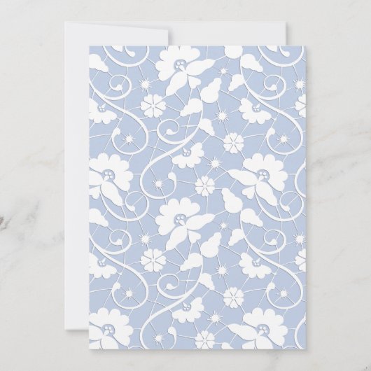ELEGANT  CORNFLOWER BLUE LACE WEDING KAART (Achterkant)