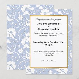 ELEGANT CORNFLOWER BLUE LACE WEDING KAART