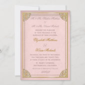 Elegant  Cornice Pink Gold Tone Weddenschap Kaart (Voorkant)