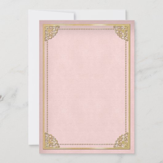 Elegant  Cornice Pink Gold Tone Weddenschap Kaart (Achterkant)