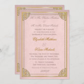 Elegant Cornice Pink Gold Tone Weddenschap Kaart (Voorkant / Achterkant)