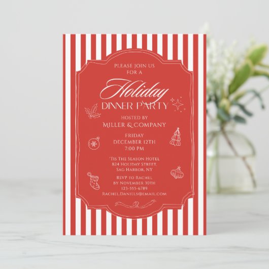 Elegant Corporate Christmas Holiday Dinner Party Kaart (Staand voorkant)