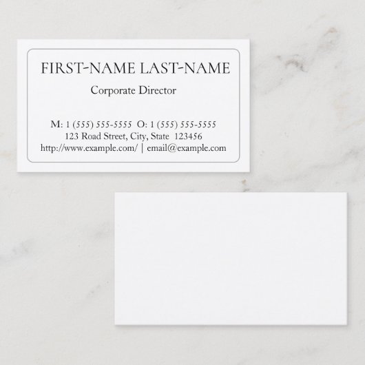 Elegant Corporate Director Visitekaartje (Voorkant / Achterkant)