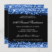 Elegant Corporate Fundraiser Party Sparkles Blue Kaart (Voorkant / Achterkant)