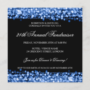 Elegant Corporate Fundraiser Party Sparkles Blue Kaart