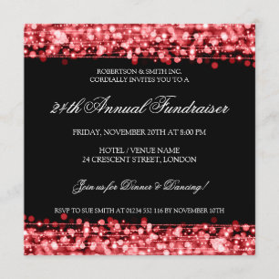 Elegant Corporate Fundraiser Party Sparkles Red Kaart