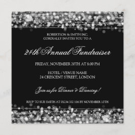 Elegant Corporate Fundraiser Party Sparkles Silver Kaart