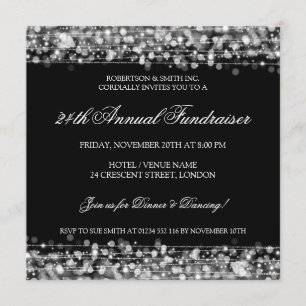 Elegant Corporate Fundraiser Party Sparkles Silver Kaart