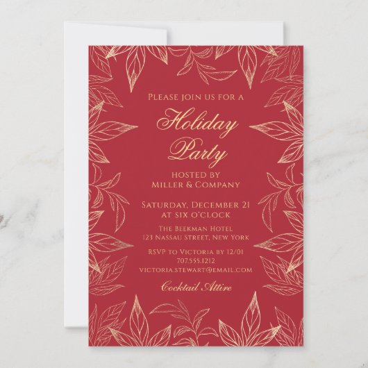 Elegant Corporate Holiday Party Chic Floral Kaart (Voorkant)