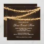Elegant Corporate Party Gold String Lights Kaart (Voorkant / Achterkant)