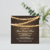 Elegant Corporate Party Gold String Lights Kaart (Staand voorkant)