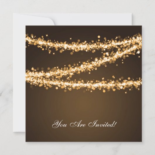 Elegant Corporate Party Gold String Lights Kaart (Achterkant)