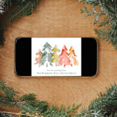 Elegant Corporate Pine Trees Waterverf Feestdagen Kaart