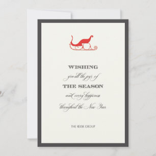 Elegant Corporate Red Sleigh Holiday Greep Card Feestdagenkaart