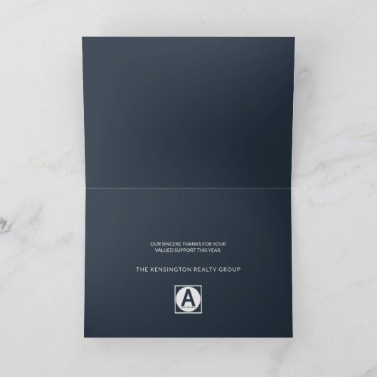 Elegant Corporate Winter Holiday Blue Feestdagen Kaart (Binnen)