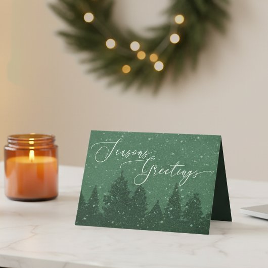 Elegant Corporate Winter Holiday Green Feestdagen Kaart