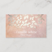 Elegant Cosmetology Faux Gold Foil Leaves Peach Visitekaartje (Voorkant)