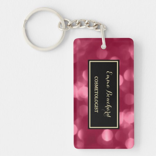 Elegant Cosmetoloog Glamoureuze Roze Luxe Bokeh Sleutelhanger (Voorkant)