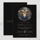 Elegant Cosmic Ram Zodiac Symbol Black Gold Aries Kaart (Voorkant / Achterkant)