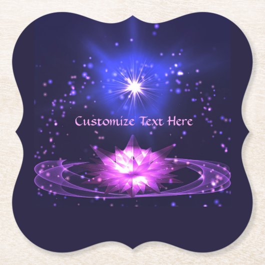 Elegant Cosmic Zen Paarse Crystal Lotus Flower Kartonnen Onderzetters (Voorkant)