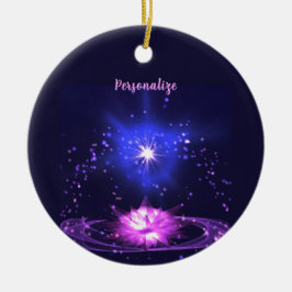 Elegant Cosmic Zen Paarse Crystal Lotus Flower Keramisch Ornament