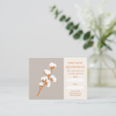 Elegant Cotton Branch Appointment Card  Visitekaartje (Staand voorkant)