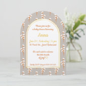 Elegant Cotton Floral Arch Baby Shower Invitation Kaart (Staand voorkant)