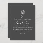 Elegant Cotton Plant Gray Wedding Invitation Kaart (Voorkant / Achterkant)