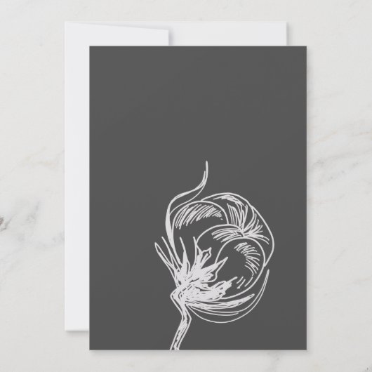 Elegant Cotton Plant Rustic Wedding Invitation Kaart (Achterkant)